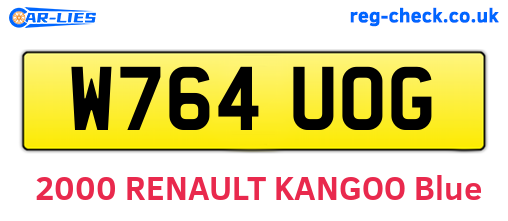 W764UOG are the vehicle registration plates.