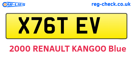 X76TEV are the vehicle registration plates.