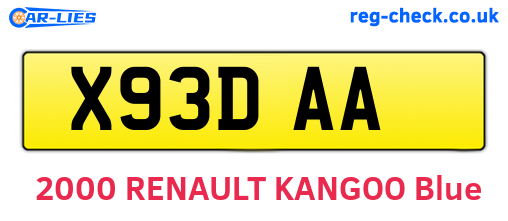 X93DAA are the vehicle registration plates.