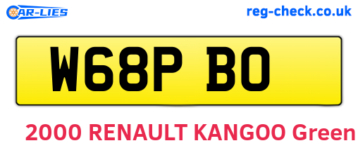 W68PBO are the vehicle registration plates.