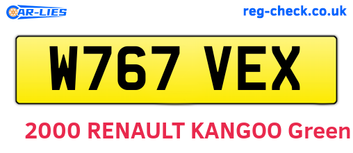 W767VEX are the vehicle registration plates.