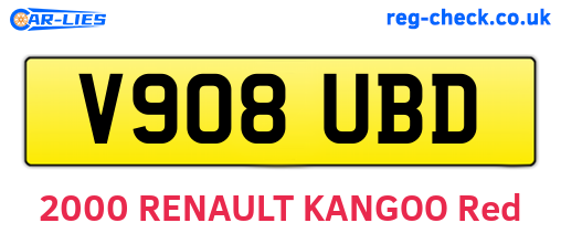 V908UBD are the vehicle registration plates.