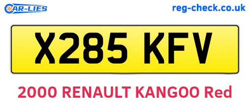 X285KFV are the vehicle registration plates.
