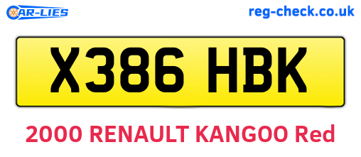 X386HBK are the vehicle registration plates.