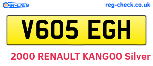 V605EGH are the vehicle registration plates.