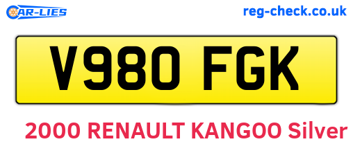 V980FGK are the vehicle registration plates.