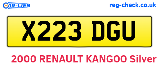 X223DGU are the vehicle registration plates.