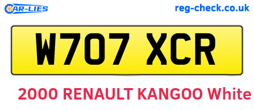 W707XCR are the vehicle registration plates.