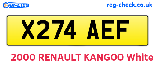 X274AEF are the vehicle registration plates.