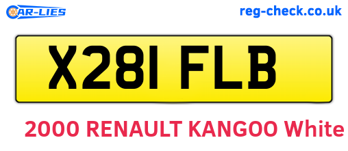 X281FLB are the vehicle registration plates.