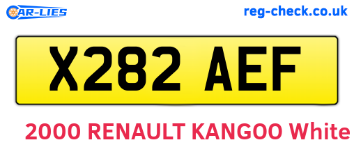 X282AEF are the vehicle registration plates.