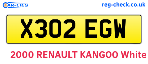 X302EGW are the vehicle registration plates.
