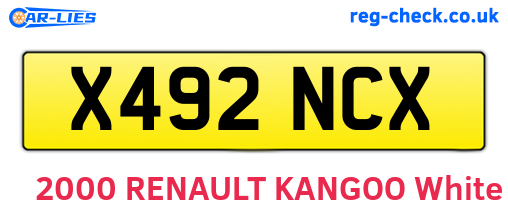 X492NCX are the vehicle registration plates.