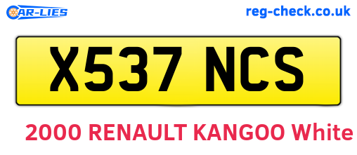 X537NCS are the vehicle registration plates.