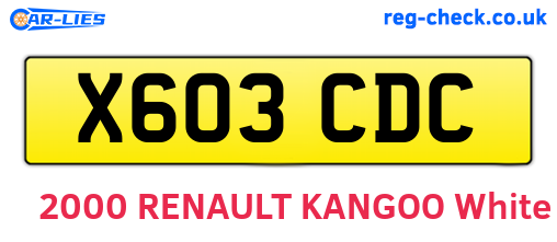 X603CDC are the vehicle registration plates.