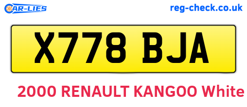 X778BJA are the vehicle registration plates.