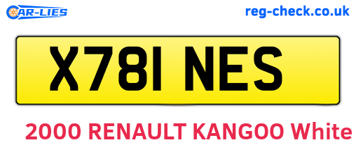 X781NES are the vehicle registration plates.