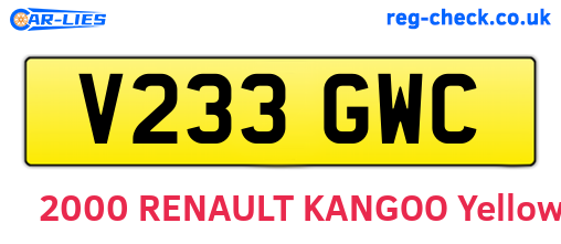 V233GWC are the vehicle registration plates.