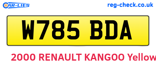 W785BDA are the vehicle registration plates.