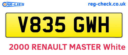 V835GWH are the vehicle registration plates.