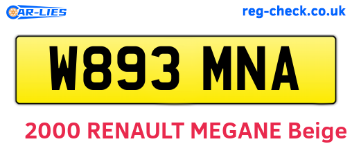 W893MNA are the vehicle registration plates.