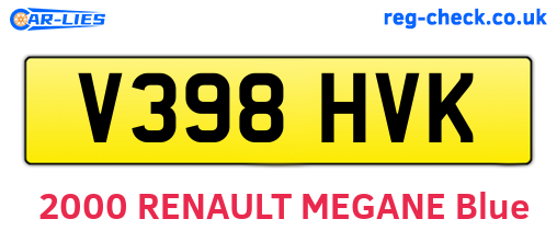 V398HVK are the vehicle registration plates.