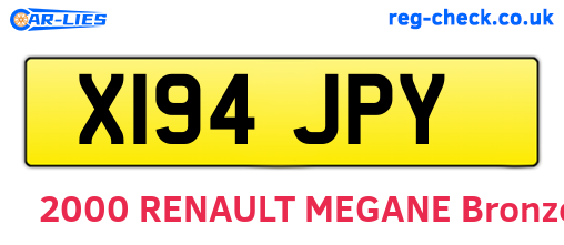 X194JPY are the vehicle registration plates.