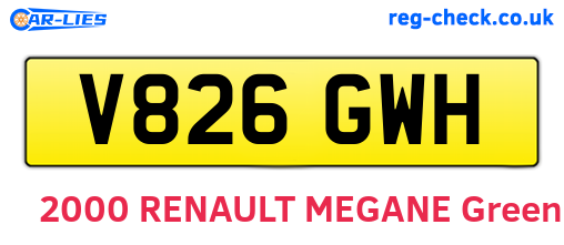 V826GWH are the vehicle registration plates.