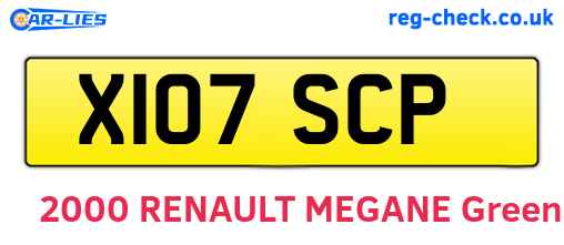 X107SCP are the vehicle registration plates.