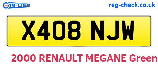 X408NJW are the vehicle registration plates.