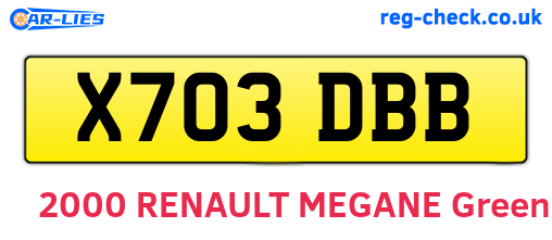 X703DBB are the vehicle registration plates.