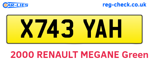 X743YAH are the vehicle registration plates.