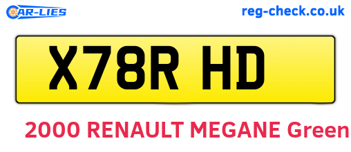 X78RHD are the vehicle registration plates.