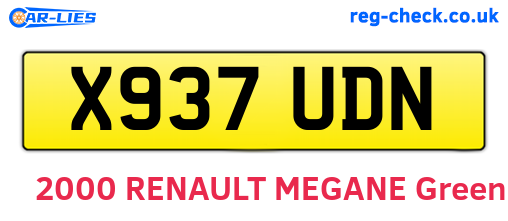 X937UDN are the vehicle registration plates.