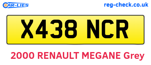 X438NCR are the vehicle registration plates.