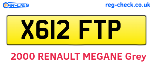 X612FTP are the vehicle registration plates.
