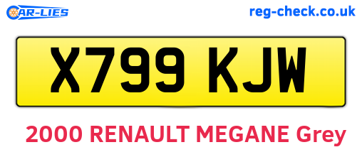 X799KJW are the vehicle registration plates.