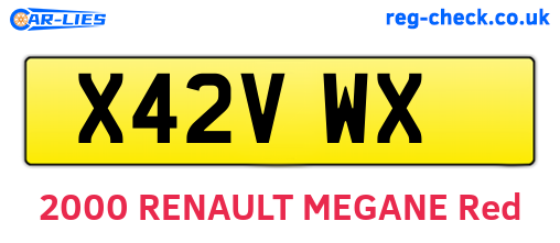 X42VWX are the vehicle registration plates.