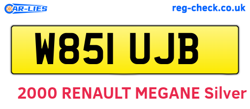 W851UJB are the vehicle registration plates.