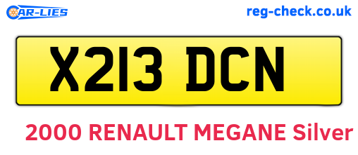X213DCN are the vehicle registration plates.