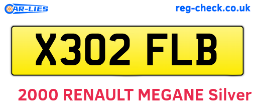 X302FLB are the vehicle registration plates.