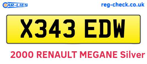 X343EDW are the vehicle registration plates.