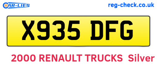 X935DFG are the vehicle registration plates.