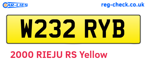 W232RYB are the vehicle registration plates.