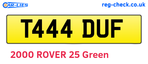 T444DUF are the vehicle registration plates.