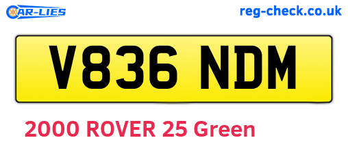 V836NDM are the vehicle registration plates.