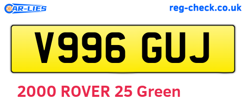 V996GUJ are the vehicle registration plates.