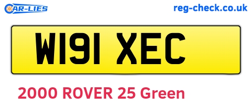 W191XEC are the vehicle registration plates.