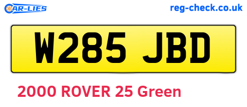 W285JBD are the vehicle registration plates.