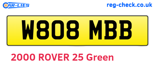 W808MBB are the vehicle registration plates.